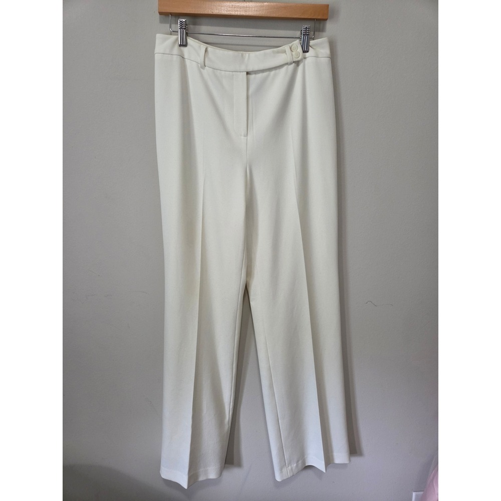 Madison Studio Womens Off White Wide Leg Dress Pants Size 8 Pleated Trousers